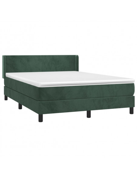 Giroletto a Molle con Materasso Verde Scuro 140x190 cm Velluto