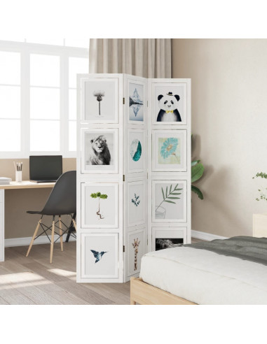 Divisorio Ambienti 3Pannelli Bianco Legno Massello di Paulownia