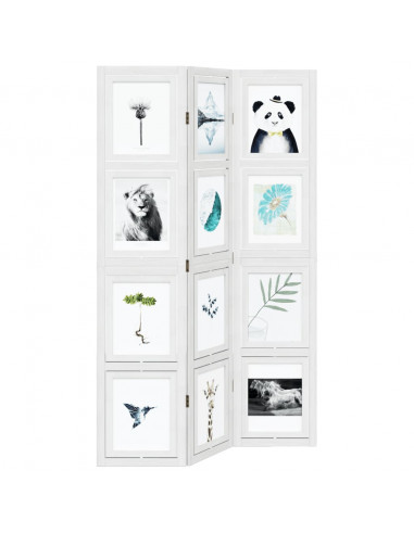 Divisorio Ambienti 3Pannelli Bianco Legno Massello di Paulownia