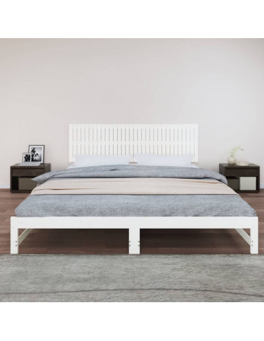 Testiera da Parete Bianca 204x3x60 cm in Legno Massello di Pino