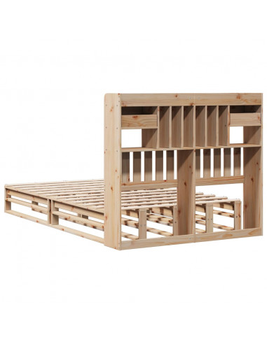 Letto Libreria senza Materasso 135x190 cm in Legno di Pino