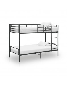 Letto a Castello Nero in Metallo 90x200 cm 2