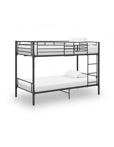 Letto a Castello Nero in Metallo 90x200 cm