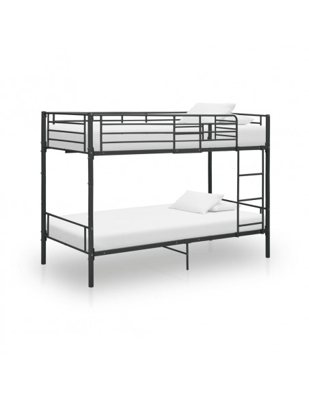Letto a Castello Nero in Metallo 90x200 cm