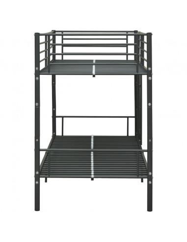 Letto a Castello Nero in Metallo 90x200 cm