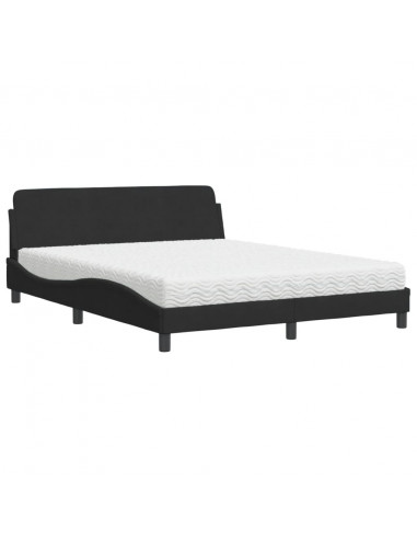 Letto con Materasso Nero 160x200 cm in Velluto