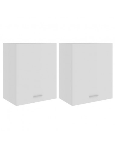 Armadi Sospesi 2 pz Bianchi 50x31x60 cm in Legno Multistrato