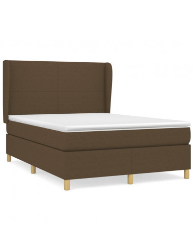 Giroletto a Molle con Materasso Marrone Scuro 140x200cm Tessuto