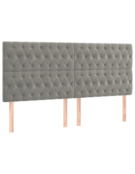 Testiere 4 pz Grigio Chiaro 100 x 7 x 78/88 cm in Velluto