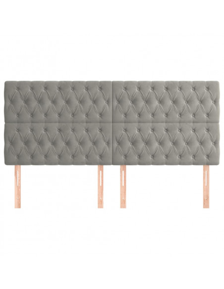 Testiere 4 pz Grigio Chiaro 100 x 7 x 78/88 cm in Velluto