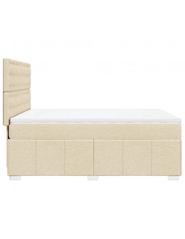 Giroletto a Molle con Materasso Crema 160x200 cm in Tessuto