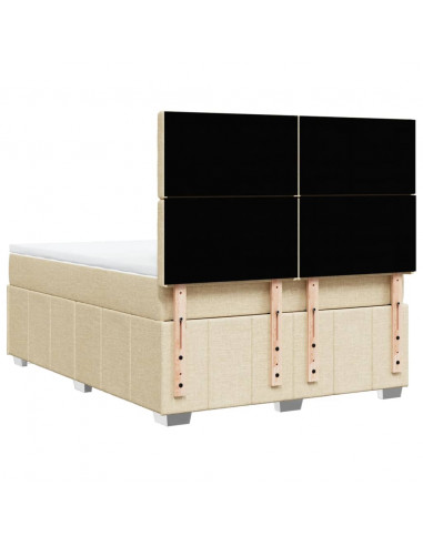 Giroletto a Molle con Materasso Crema 160x200 cm in Tessuto