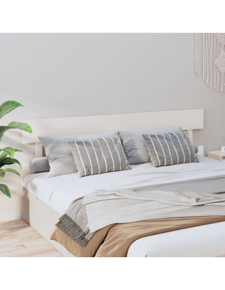 Testiera per Letto Bianca 184x3x81 cm in Legno Massello di Pino