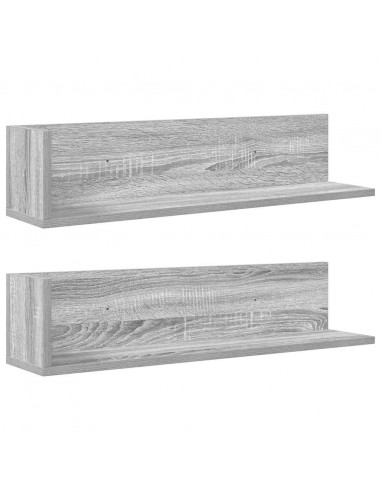Mensole a Parete 2pz Grigio Sonoma 75x16,5x16,5cm in Truciolato