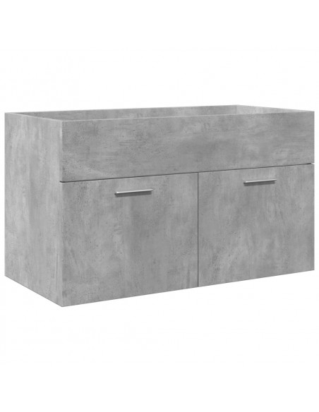 Set Mobili da Bagno 3 pz Grigio Cemento in Legno Multistrato