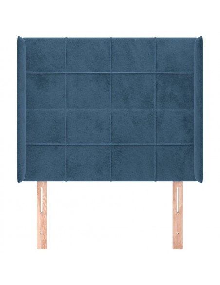 Testiera ad Orecchio Blu Scuro 83x16x118/128 cm in Velluto
