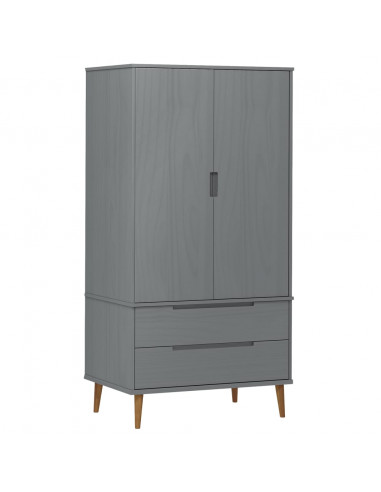 Armadio MOLDE Grigio 90x55x175 cm in Legno Massello di Pino