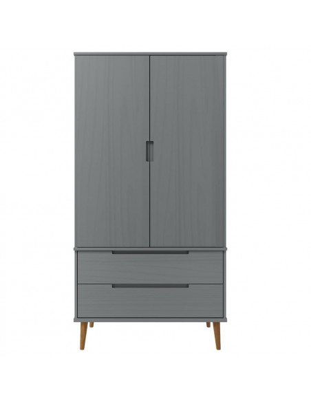 Armadio MOLDE Grigio 90x55x175 cm in Legno Massello di Pino