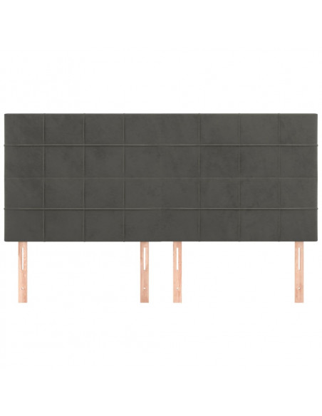 Testiera 4 pz Grigio Scuro 90x5x78/88 cm in Velluto