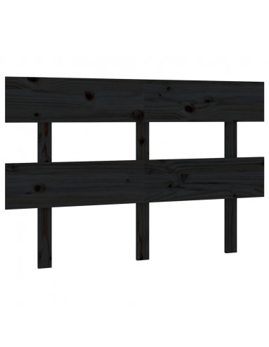 Testiera per Letto Nera 138x3x81 cm in Legno Massello di Pino