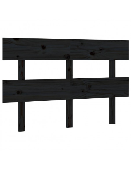 Testiera per Letto Nera 138x3x81 cm in Legno Massello di Pino