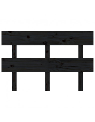 Testiera per Letto Nera 138x3x81 cm in Legno Massello di Pino