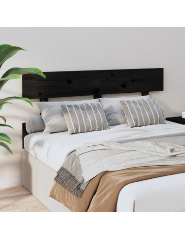 Testiera per Letto Nera 138x3x81 cm in Legno Massello di Pino