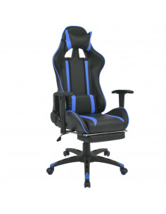 Sedia da Ufficio Racing Reclinabile con Poggiapiedi Blu 2