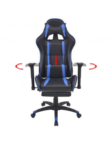 Sedia da Ufficio Racing Reclinabile con Poggiapiedi Blu