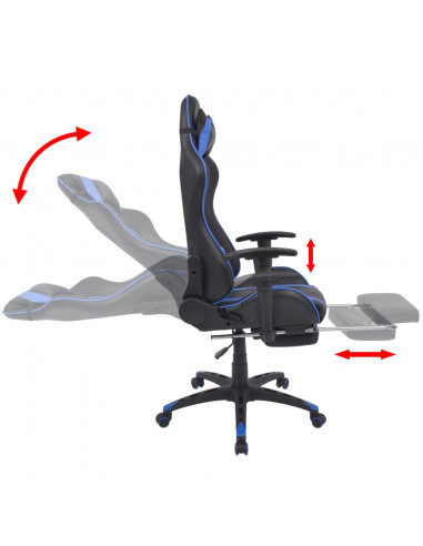 Sedia da Ufficio Racing Reclinabile con Poggiapiedi Blu