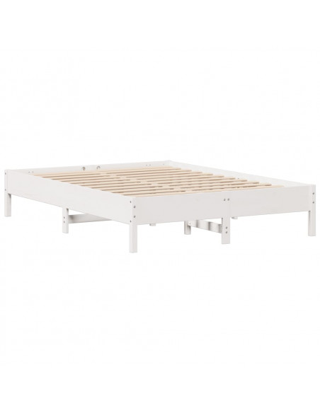 Letto senza Materasso Bianco 135x190 cm Legno Massello di Pino