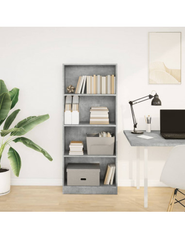 Libreria Grigio Cemento 60x24x143 cm in Legno Multistrato