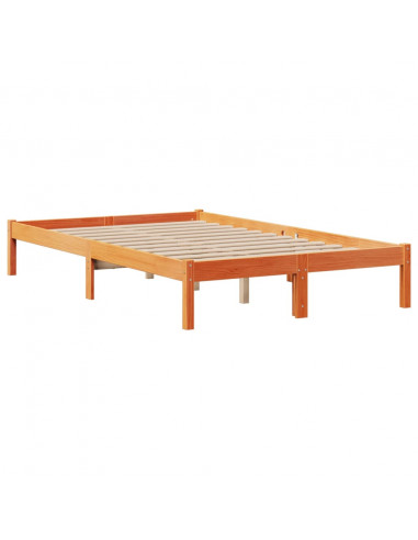 Letto Libreria senza Materasso Marrone Cera 135x190 cm in Pino