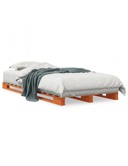 Letto Pallet Marrone Cera 90x200 cm in Legno Massello di Pino