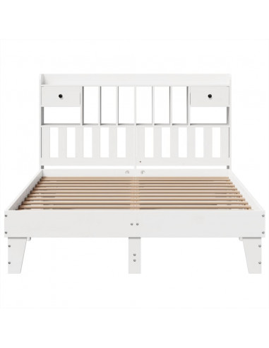 Letto senza Materasso Bianco 140x190 cm Legno Massello di Pino