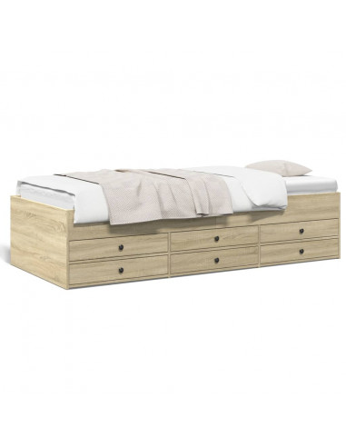 Divano Letto con Cassetti Rovere Sonoma 100x200 cm Multistrato