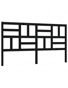 Testiera per Letto Nera 206x4x104 cm in Legno Massello di Pino 2