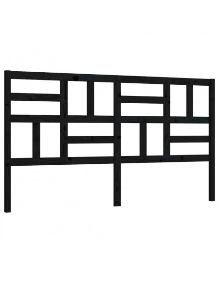 Testiera per Letto Nera 206x4x104 cm in Legno Massello di Pino