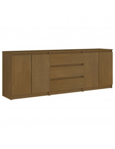Credenza Marrone Miele 180x36x65 cm in Legno Massello di Pino 2