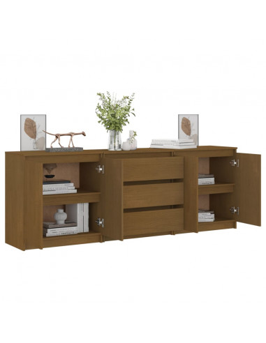 Credenza Marrone Miele 180x36x65 cm in Legno Massello di Pino