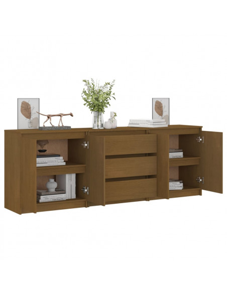 Credenza Marrone Miele 180x36x65 cm in Legno Massello di Pino