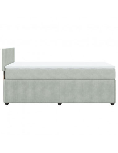 Giroletto a Molle con Materasso Grigio Chiaro 80x200 cm Velluto