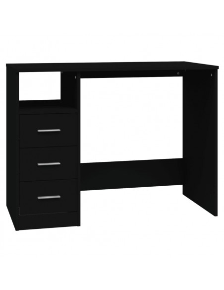 Scrivania con Cassetti Nera 102x50x76 cm in Legno Multistrato