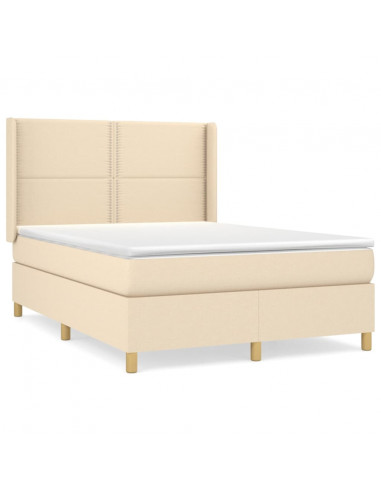 Giroletto a Molle con Materasso Crema 140x19 cm in Tessuto