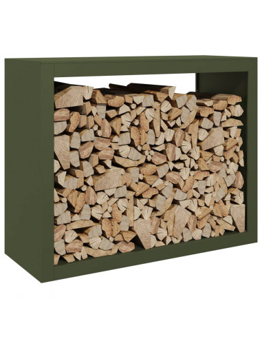 Rastrelliera per Legna da Ardere Verde 100x40x80 cm in Acciaio