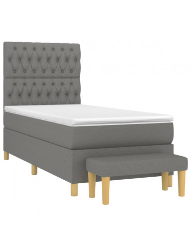 Giroletto a Molle con Materasso Grigio Scuro 100x200 cm Tessuto