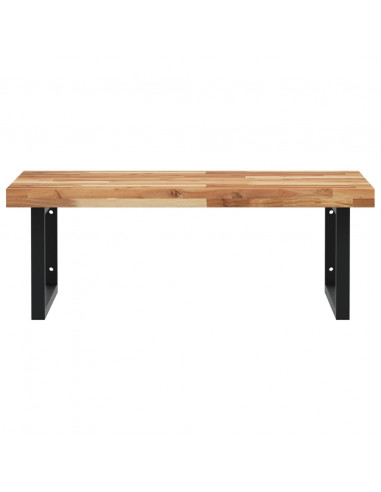 Ripiano a Parete per Lavabo in Acciaio e Massello di Acacia