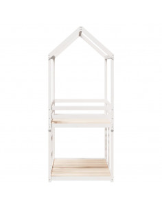 Letto a Castello con Tetto Bianco 90x190 cm Legno Massello Pino 2