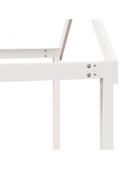 Letto a Castello con Tetto Bianco 90x190 cm Legno Massello Pino