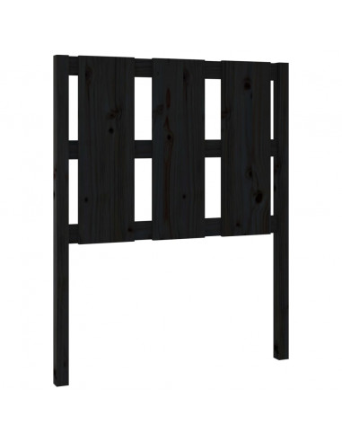 Testiera per Letto Nera 80,5x4x100 cm in Legno Massello di Pino